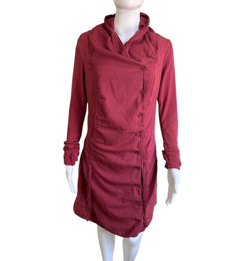 Prairie Underground Organic Cotton Shirt Dress M Asym Button Made Seattle USA